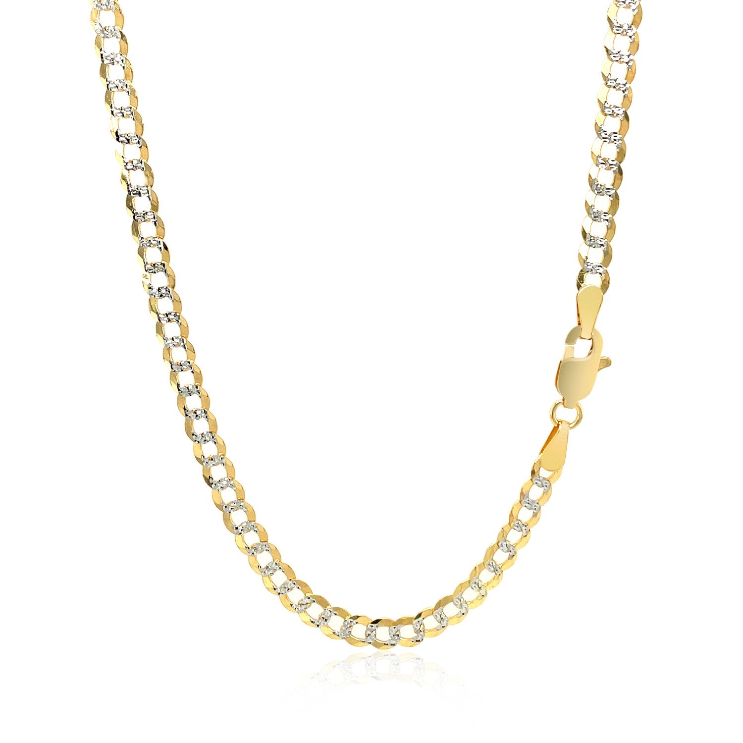 14k Two Tone Gold Pave Curb Chain (3.60 mm) - Two-Tone Gold - Peelerie
